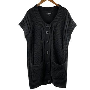 ANA A New Approach Sweater Womens Sleeveless Button Down Black Size 1X